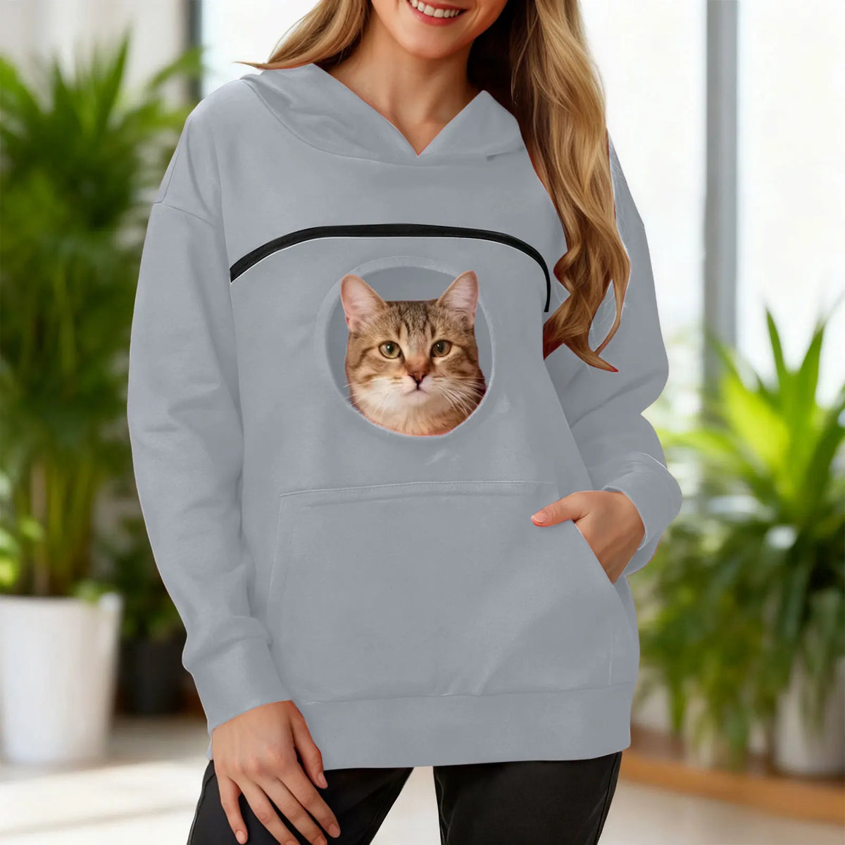 Plus size 3xl oversized hoodies feminino 2 em 1 canguru moletom com capuz para amante de animais de estimação gato transportadora bolsa unisex pullovers topos