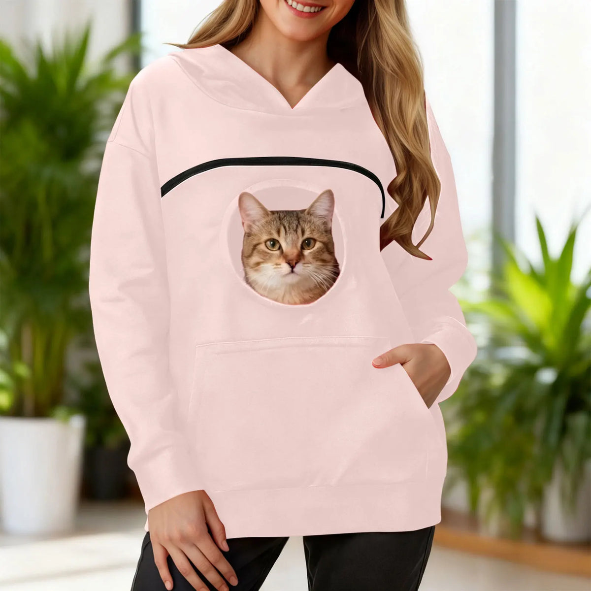 Plus size 3xl oversized hoodies feminino 2 em 1 canguru moletom com capuz para amante de animais de estimação gato transportadora bolsa unisex pullovers topos