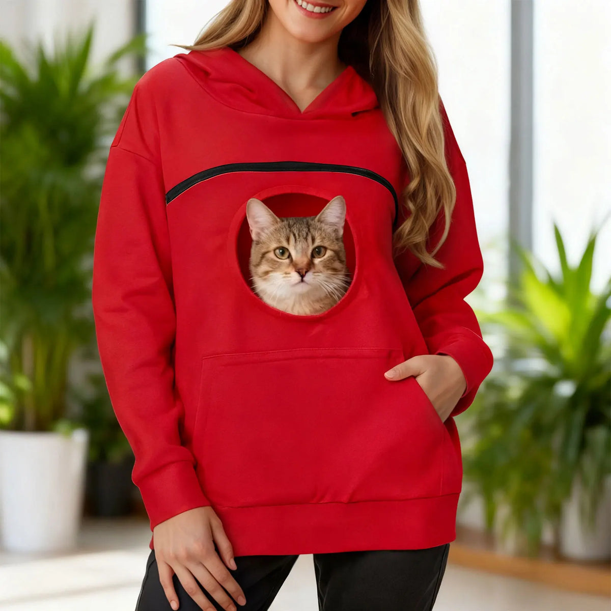 Plus size 3xl oversized hoodies feminino 2 em 1 canguru moletom com capuz para amante de animais de estimação gato transportadora bolsa unisex pullovers topos
